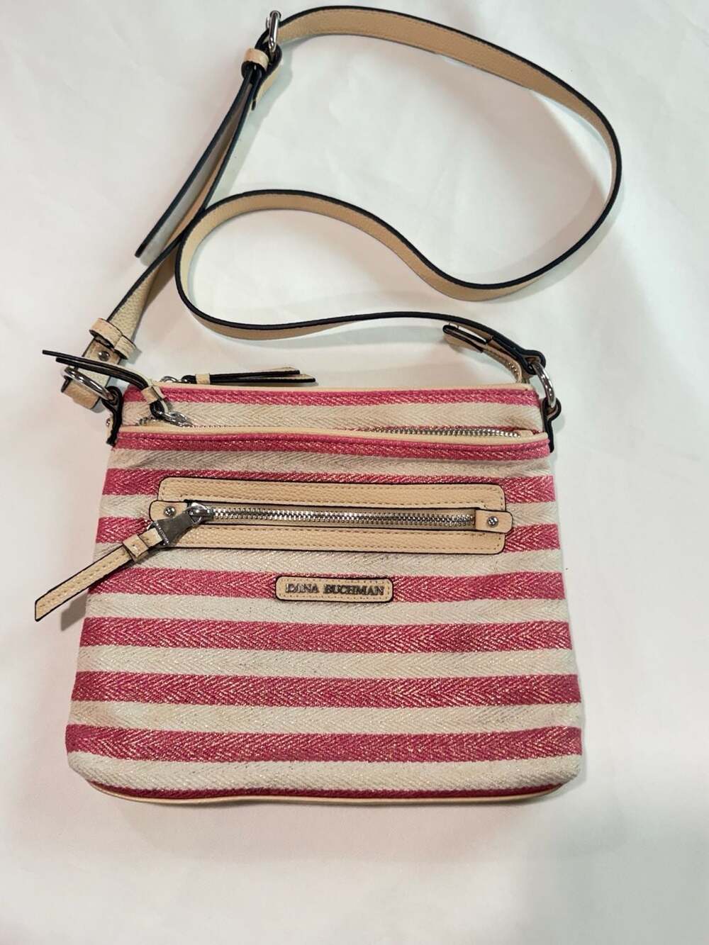 Pink Stripe Crossbody Bag Coastal Preppy Y2K Summer Vacation Everyday Purse